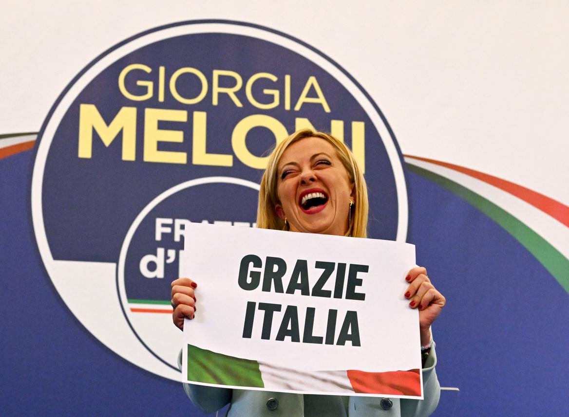 Girogia Meloni, cheffe de l'extrême droite et prête à devenir Première ministre de l'Italie.