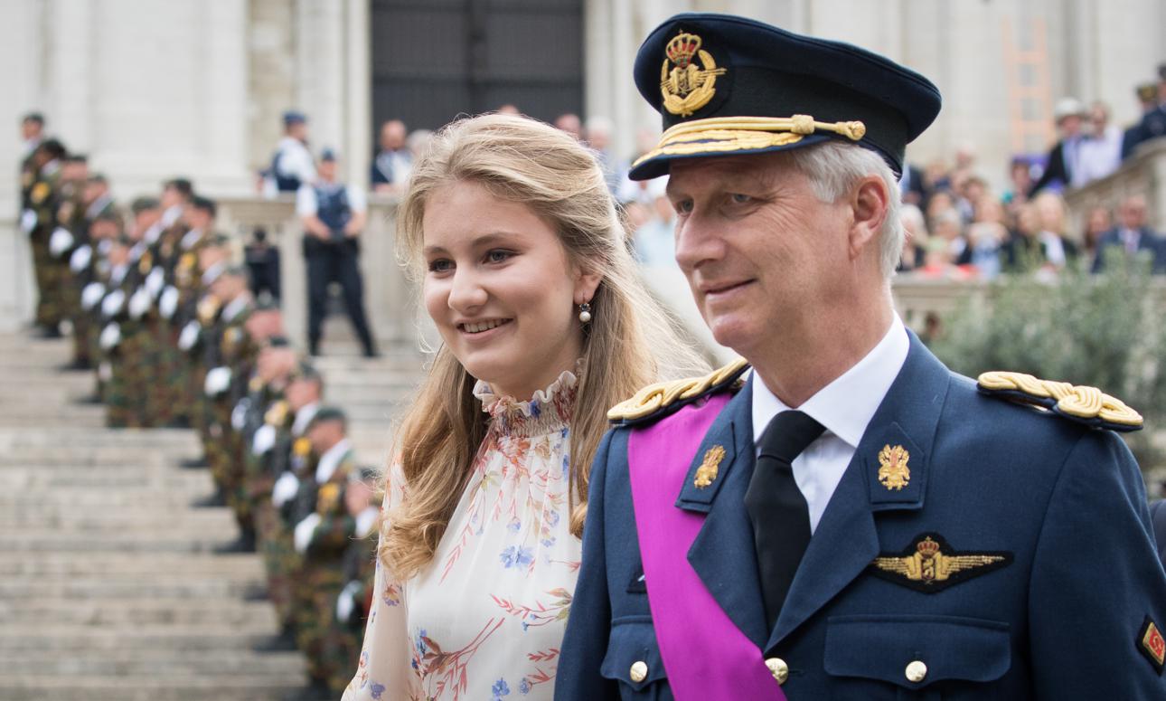 La princesse héritière Elisabeth avec le roi Philippe à l'occasion de la fête nationale belge, le 21 juillet 2019.