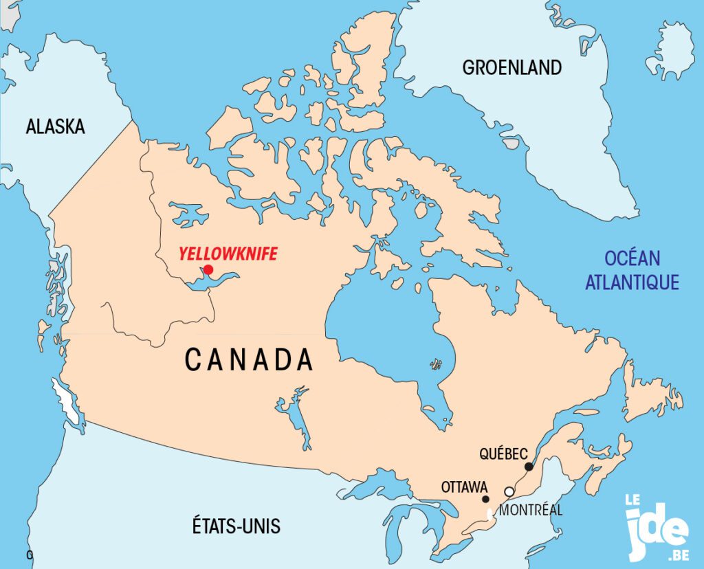 carte du Canada avec Yellowknife